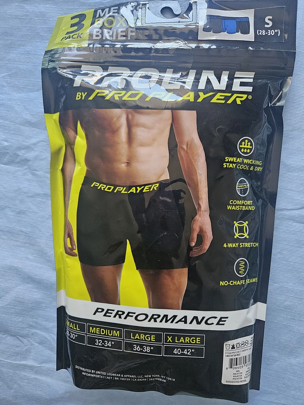 Pro Player Men's Performance Boxer Briefs - Black & Blue (3-Pack)